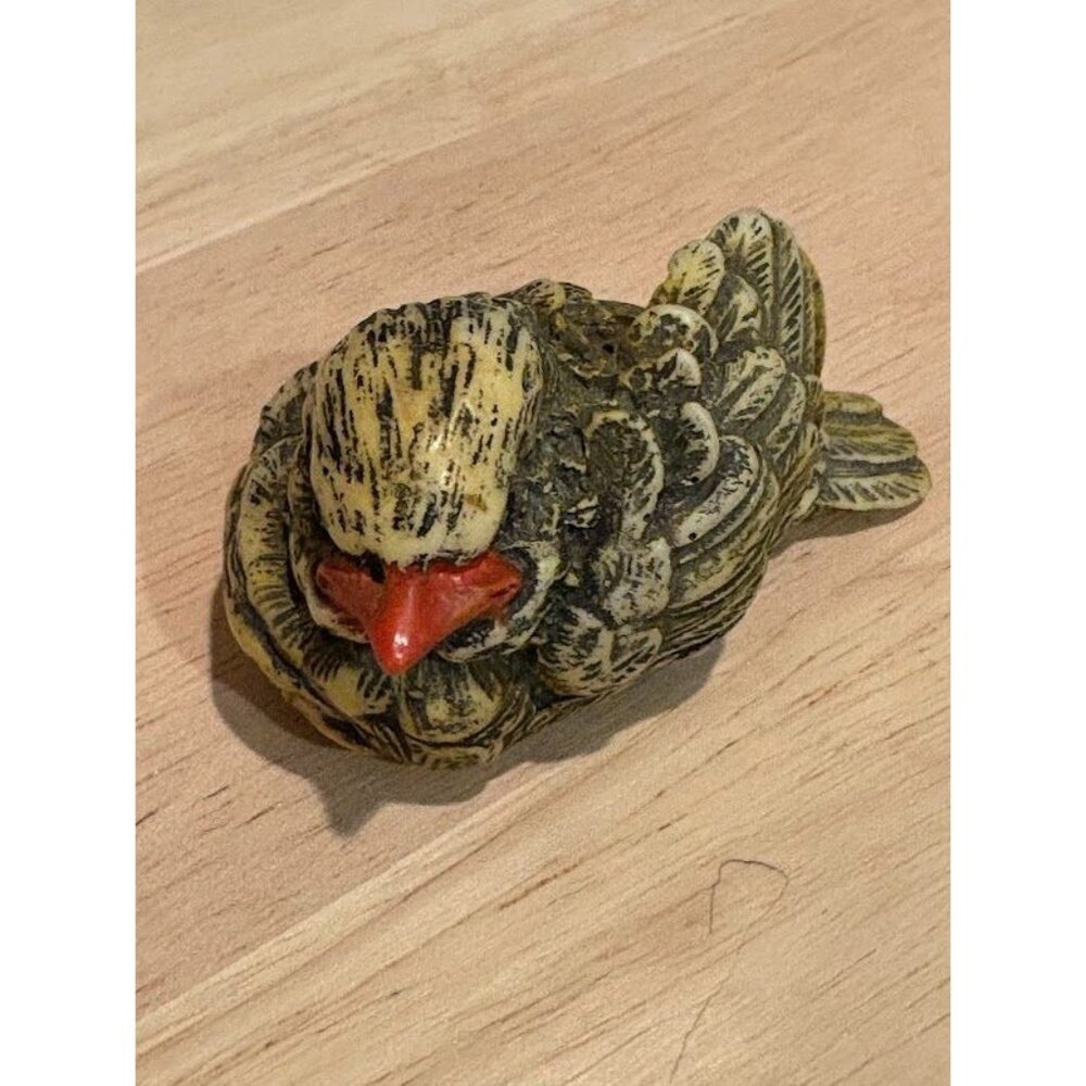 Mini Yellow Chubby Sparrow Finch Bird Resin Figurine Trinket